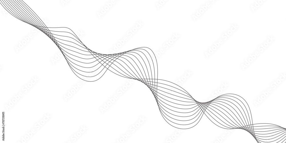 Fototapete abstract wavy grey smooth stream element for design on transparent background isolated. curved wavy 
