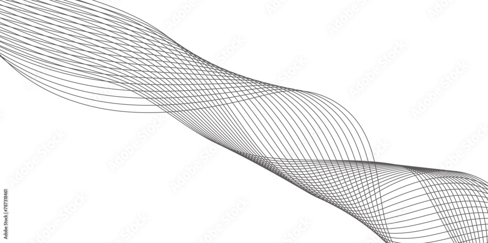Fototapete abstract wavy grey smooth stream element for design on transparent background isolated. curved wavy 