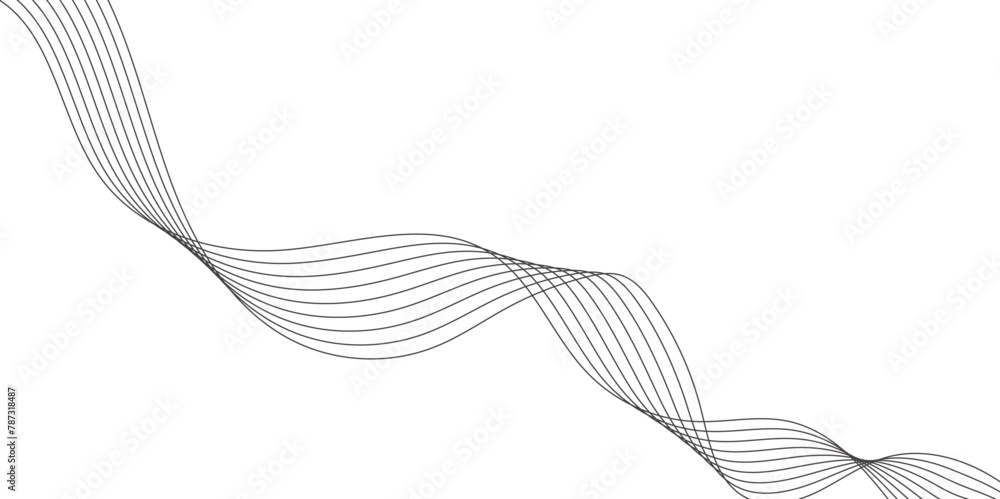 Fototapete abstract wavy grey smooth stream element for design on transparent background isolated. curved wavy 