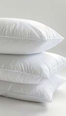 Fototapeta na wymiar Modern white pillow mockup for bed with aesthetic branding on cushion insert for chic bedding