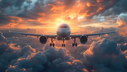 airplane in the sky with clouds