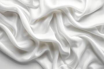 Fototapeta premium Elegant ivory silk satin drapery abstract monochrome luxury background with wavy folds