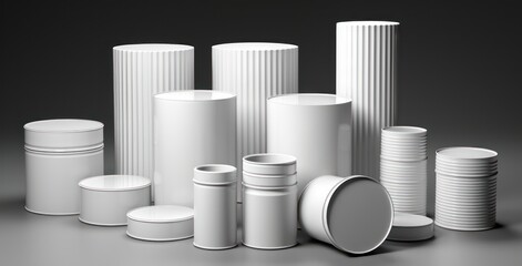 covered white containers - obrazy, fototapety, plakaty