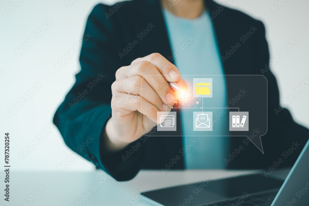Poster document management concept. files online document database. electronic documents, document manageme