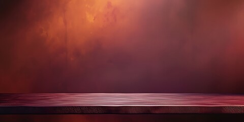 A serene sunset with warm orange and red clouds above an empty dark stage, setting an introspective mood - obrazy, fototapety, plakaty