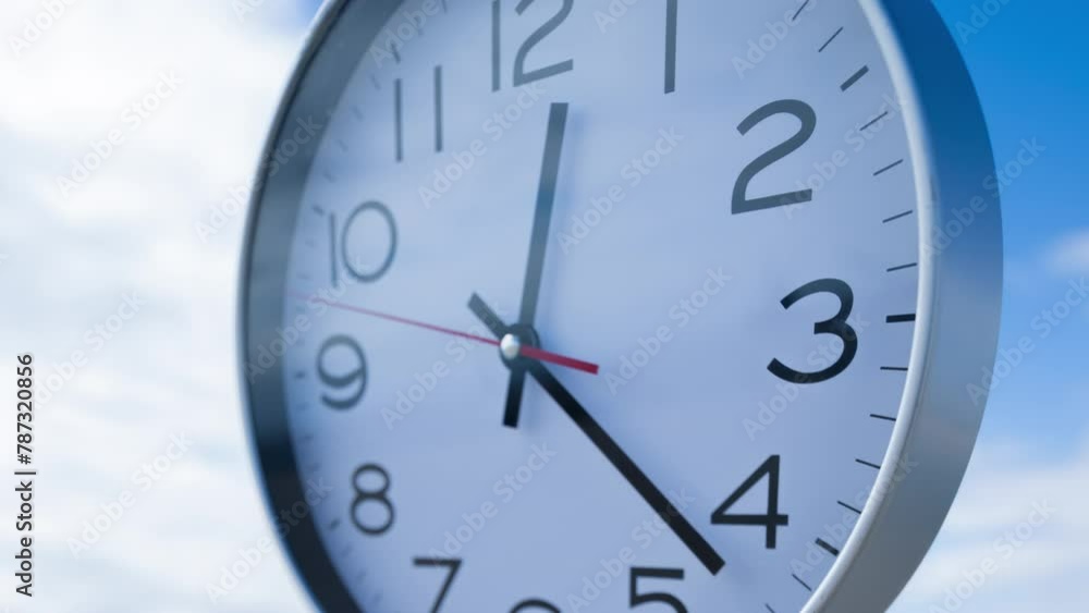 Poster clock with time passing during 1 hour with sky and sea in background