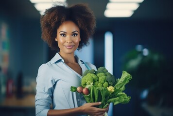 woman holding fresh vegetables 