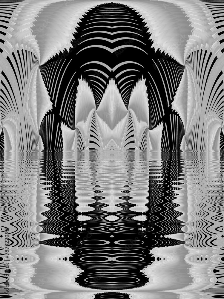 Aufkleber creative patterns monochrome fragile and delicate lacy with ripple and water reflection designs. not