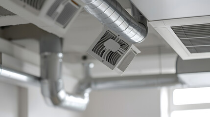 hvac engineer install heat recovery ventilation system for new house copy space : Generative AI