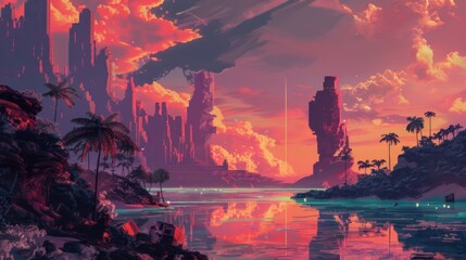 Travel to a pixelated paradise with these stunning and vibrant landscapes