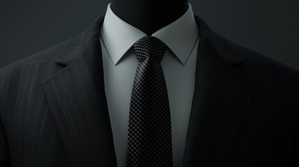 A close-up of suit with a tie and shirt under a suit jacket. Corporate elegance and professionalism. Business