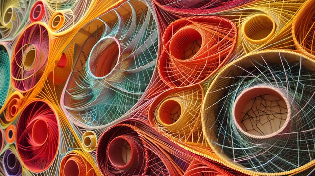 colorful string art, Yarn images, pattern, 16:9