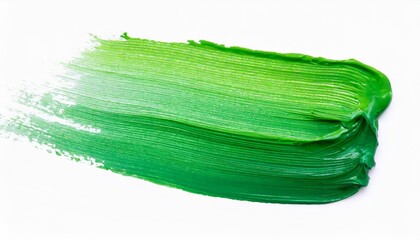 Fototapeta premium Vibrant green paint stroke on white background