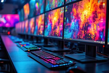 computers with colorful backgrounds - obrazy, fototapety, plakaty