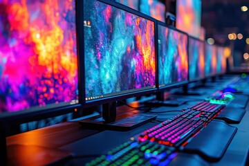 computers with colorful backgrounds