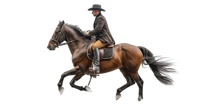 a man riding a horse in a dusty area. transparent background png