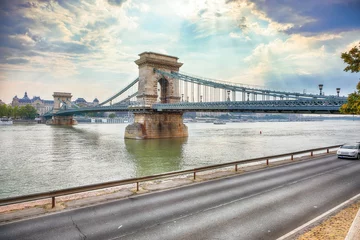 Printed roller blinds Széchenyi Chain Bridge Breathtaking cityscape of Budapest  with  Széchenyi Chain bridge over Danube river