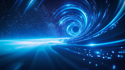 Fototapeta premium Neon swirl Curve blue line light effect Abstract ring background with glowing swirling background