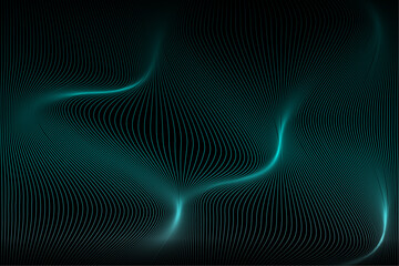 dynamic line waves  blue green gradient on black background
