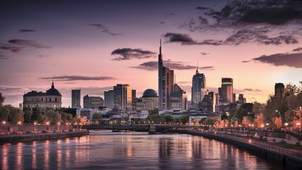 beautiful cityscape at dusk