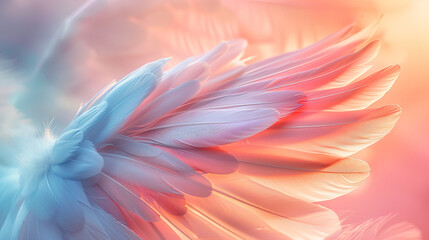 Transcendent feathers create angelic aura on serene background, isolated.  - obrazy, fototapety, plakaty