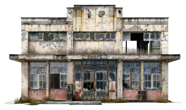 PNG Architecture illustration abandoned building white background deterioration destruction