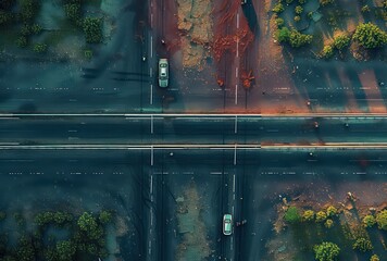 intersection with trees around