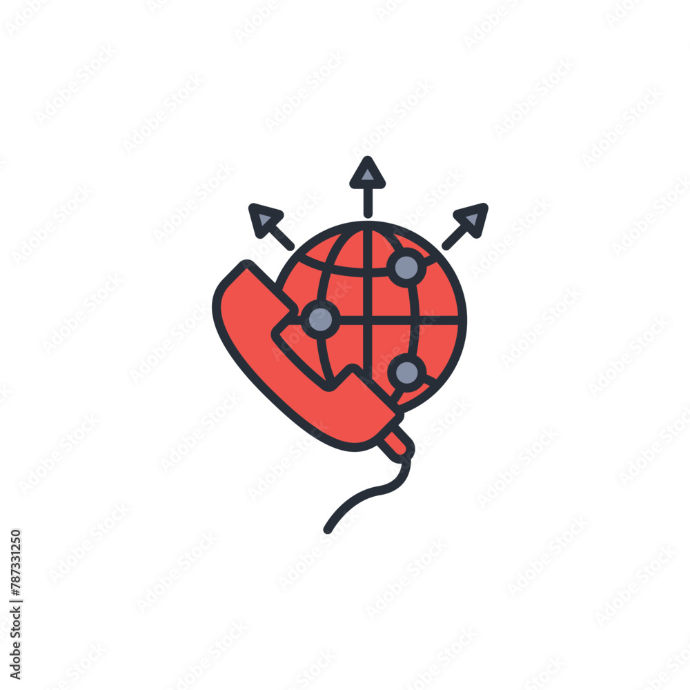 Poster global communication icon. vector.editable stroke.linear style sign for use web design,logo.symbol i