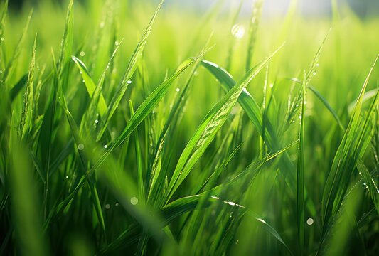 Wheat grass on a field of green grass
