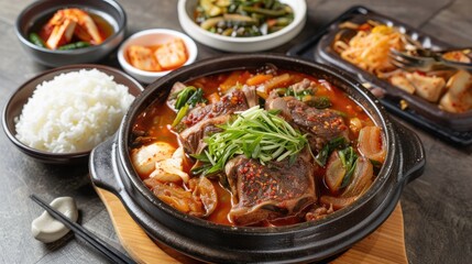 Korean Gamjatang Pork Back bone Stew with Eating Utensils