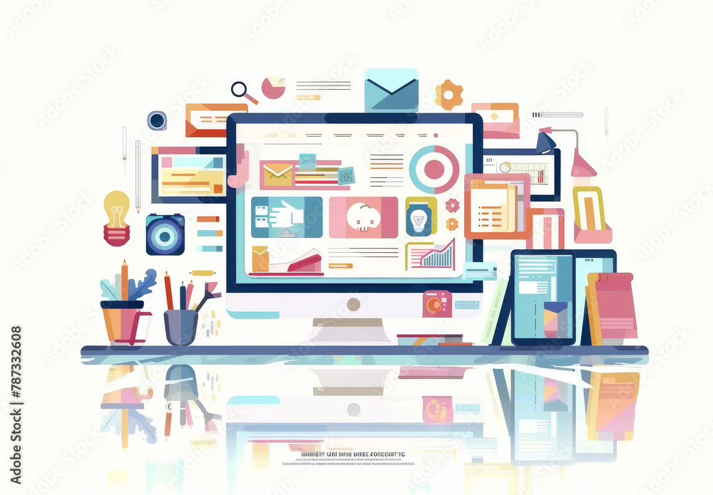 Wall mural vector illustration of web design and development.