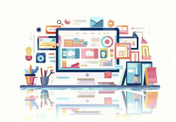 Fototapeta premium Vector illustration of web design and development. 