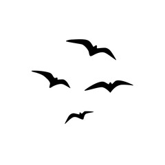 Black Flying Seagull Silhouette