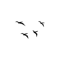 Black Flying Seagull Silhouette