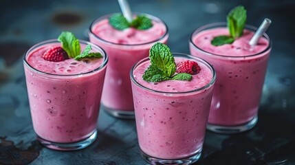 Selective focus on fruit smoothie for detox diet  vegetarian healthy eating concept