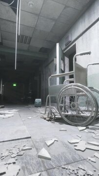Set up view of dark room abandoned in the Psychiatric Hospital