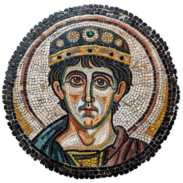 Justinian I Mosaic of Byzentine Art isolated on transparent png.
