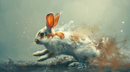 Rabbits, generative Ai - obrazy, fototapety, plakaty