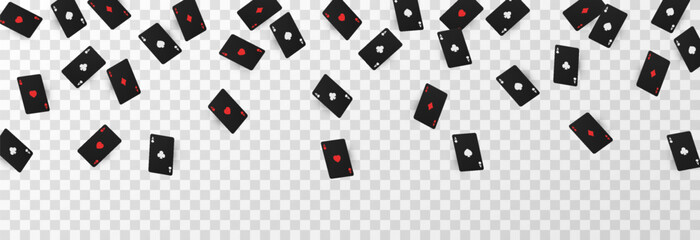 Vector playing cards png. Playing cards fall from above. Black cards png.