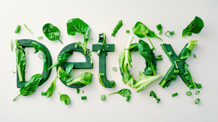 words detox from vegetables. selective focus. - obrazy, fototapety, plakaty