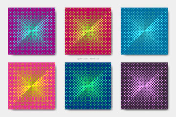 Vector halftone pattern square web banner template