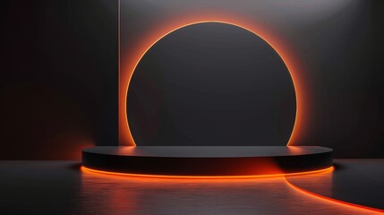 Black and Orange Room With Round Light