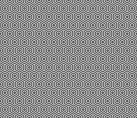 Abstract pattern of hexagon shapes. Stacked hexagon bold mosaic cell. Hexagon cells. Seamless tileable vector illustration.