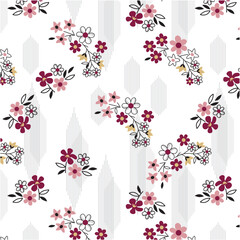 Obraz premium Bunch of flowers pattern and decorative lines pattern