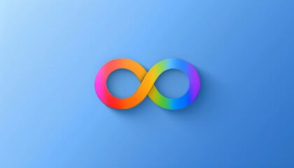 Autism awareness day concept  rainbow infinity symbolizing neurodiversity on blue background