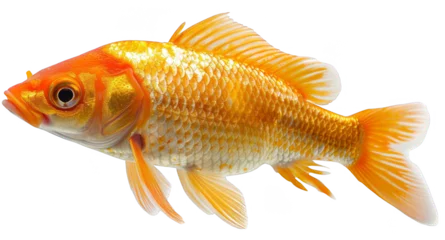 Fotobehang a goldfish with a white background. transparent background png © LUPACO PNG