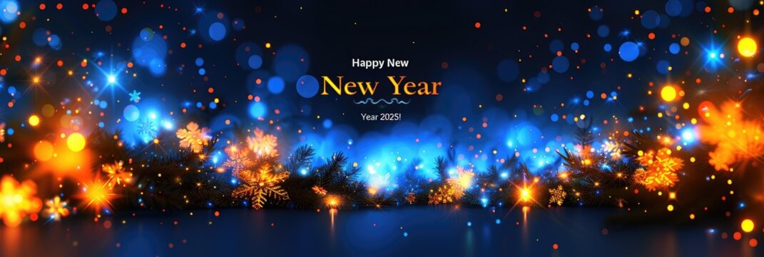 Vibrant blue and orange glowing background with fireworks for a festive New Year celebration