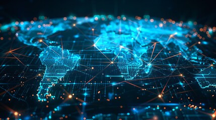 Fototapeta premium Intricate Global Network Visualization with Lights
