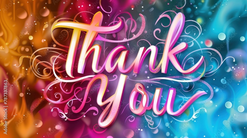 Poster a vibrant and colorful background with the words 