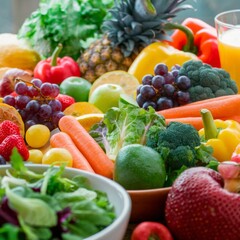 Vegetable salad in a plate. Healthy food. Vegetarian meal. Fresh organic vegetables and fruits.